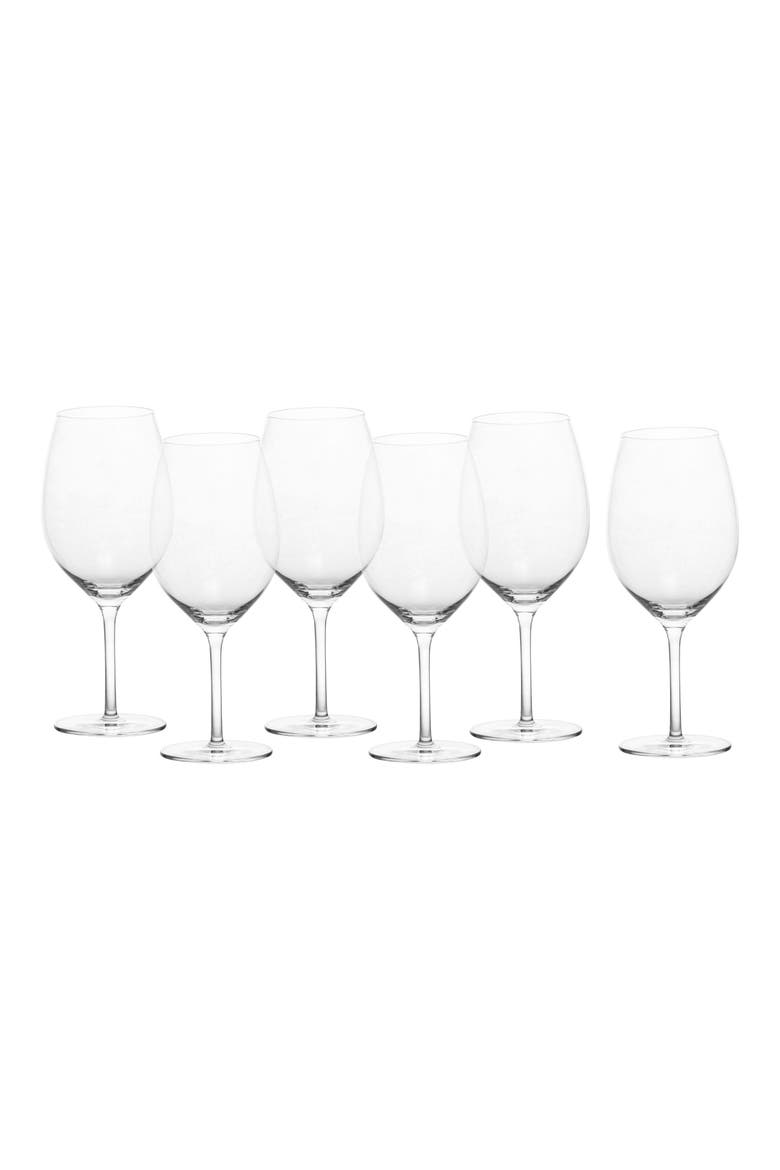 Banquet Set of 6 Bordeaux Red Wine Glasses, Main, color, CLEAR