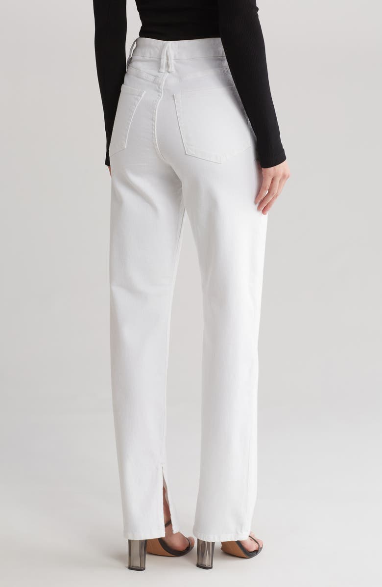 Good American Good Boy High Waist Slit Straight Leg Jeans, Alternate, color, White001