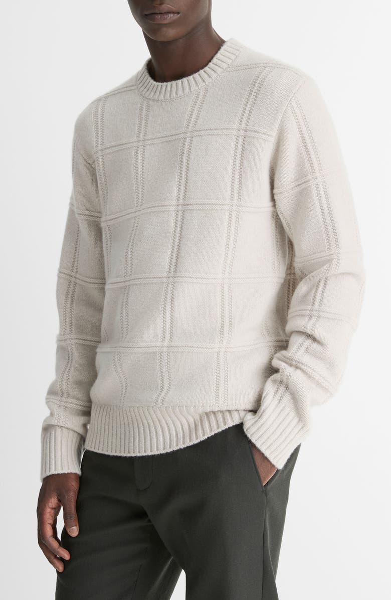 Vince Seed Stitch Windowpane Lambswool Sweater, Alternate, color, H Sheep