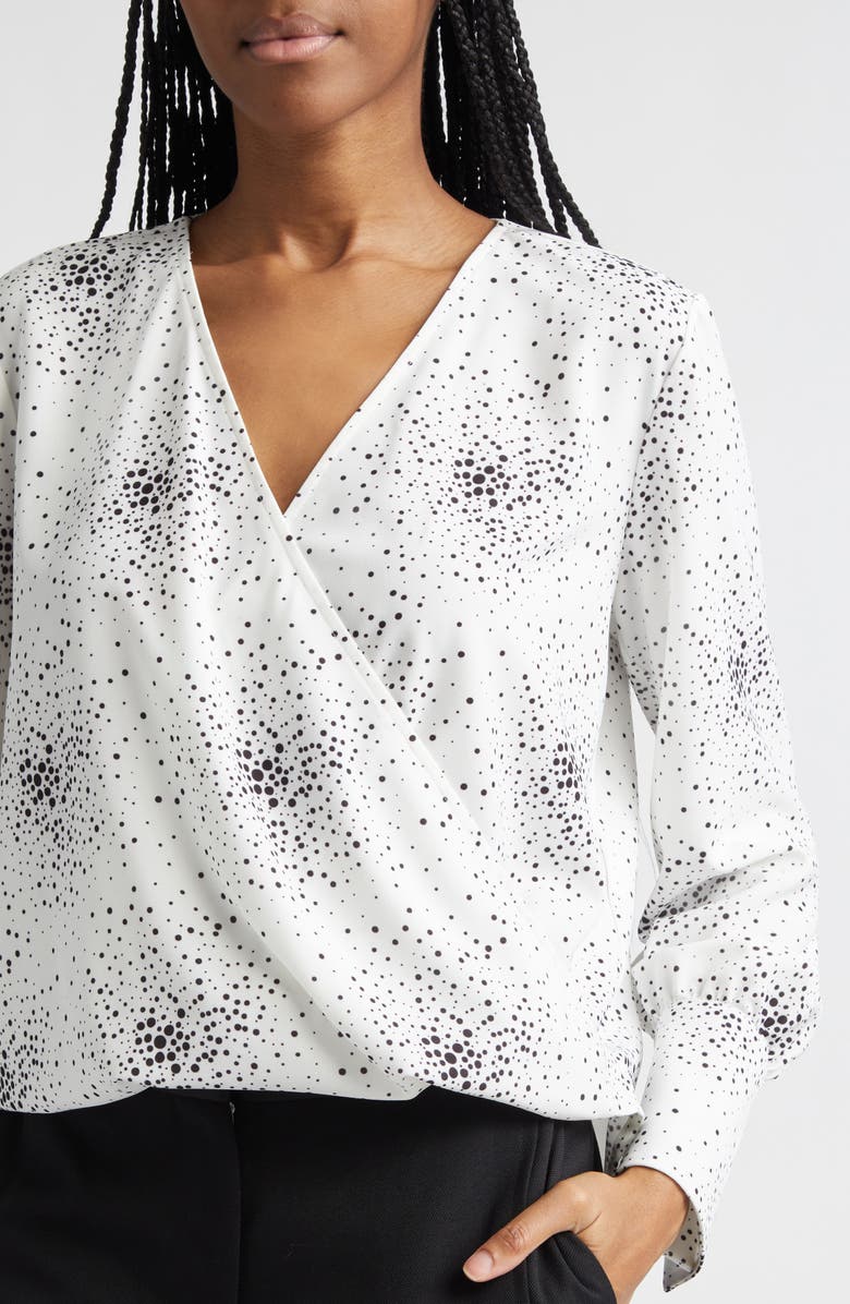 Emporio Armani Surplice Paint Splatter Top, Alternate, color, Polka Dot