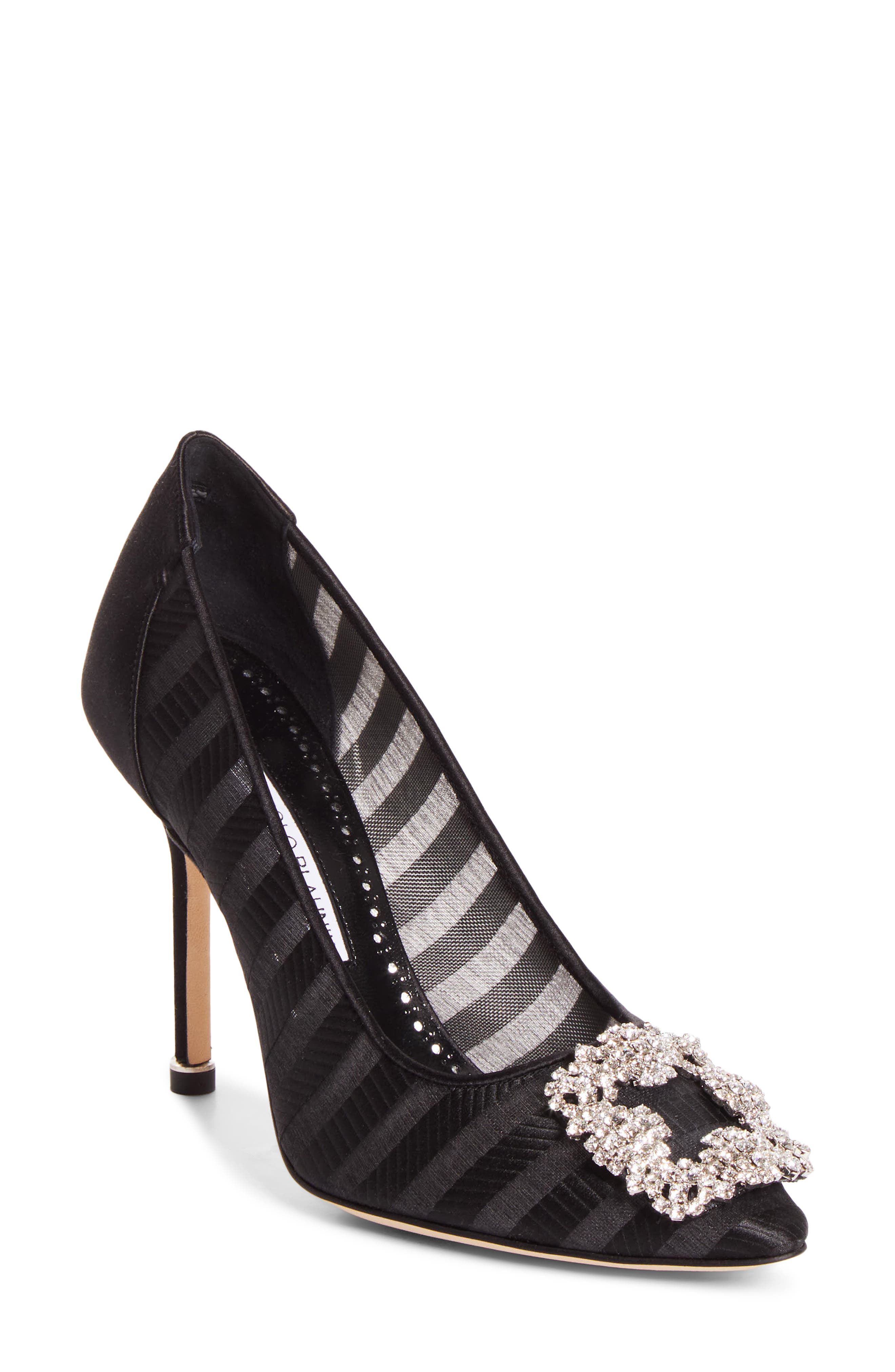 Manolo Blahnik Hangisila Pump, Main, color, Ywov 979R/Black