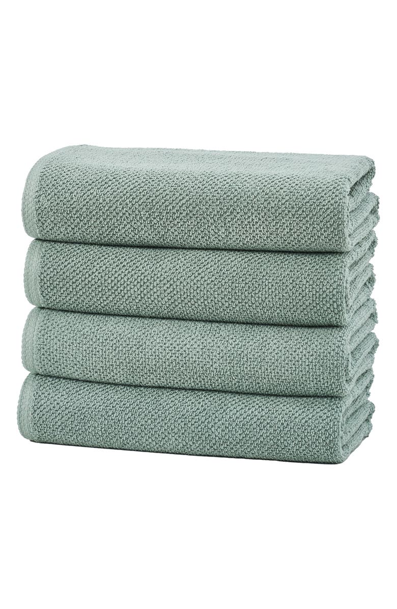 Woven & Weft Cotton 4-Pack Textured Bath Towel Set, Main, color, Eucalyptus