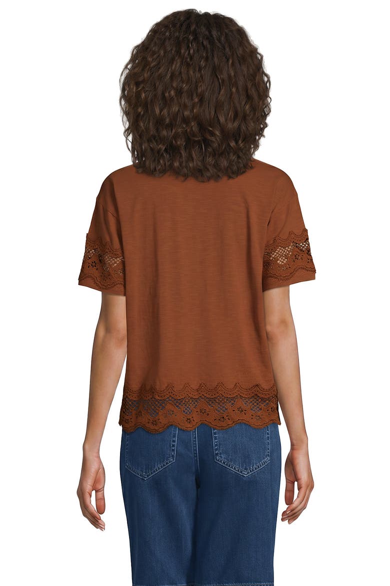 Short Sleeve Slub Jersey Cutwork T-shirt, Alternate, color, Rich Ginger Brown