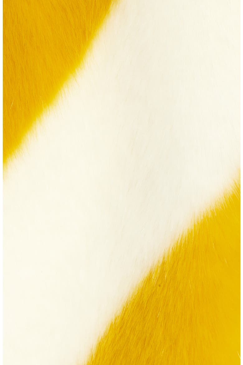 Collarless Chubby Faux Fur Jacket, Alternate, color, IVORY/ MARIGOLD STRIPE