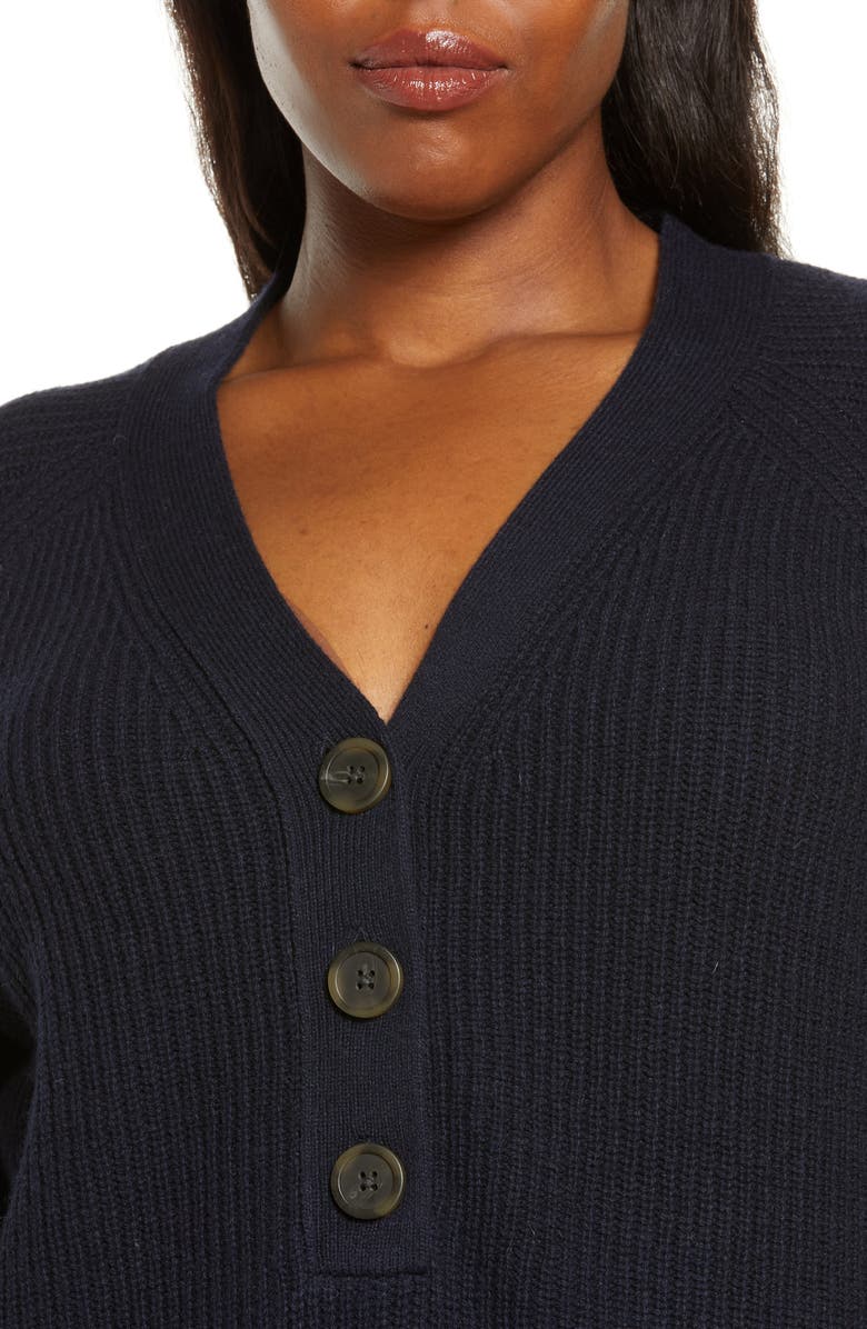Madewell Jojo Wool Blend Henley Sweater, Alternate, color, Navy