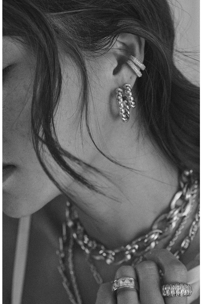 Twisted Sister Small Hoop Earrings, Alternate, color, SILVER