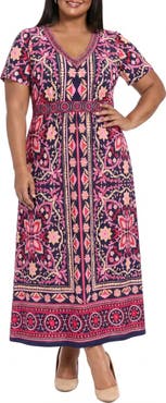 London Times Short Sleeve Maxi Dress