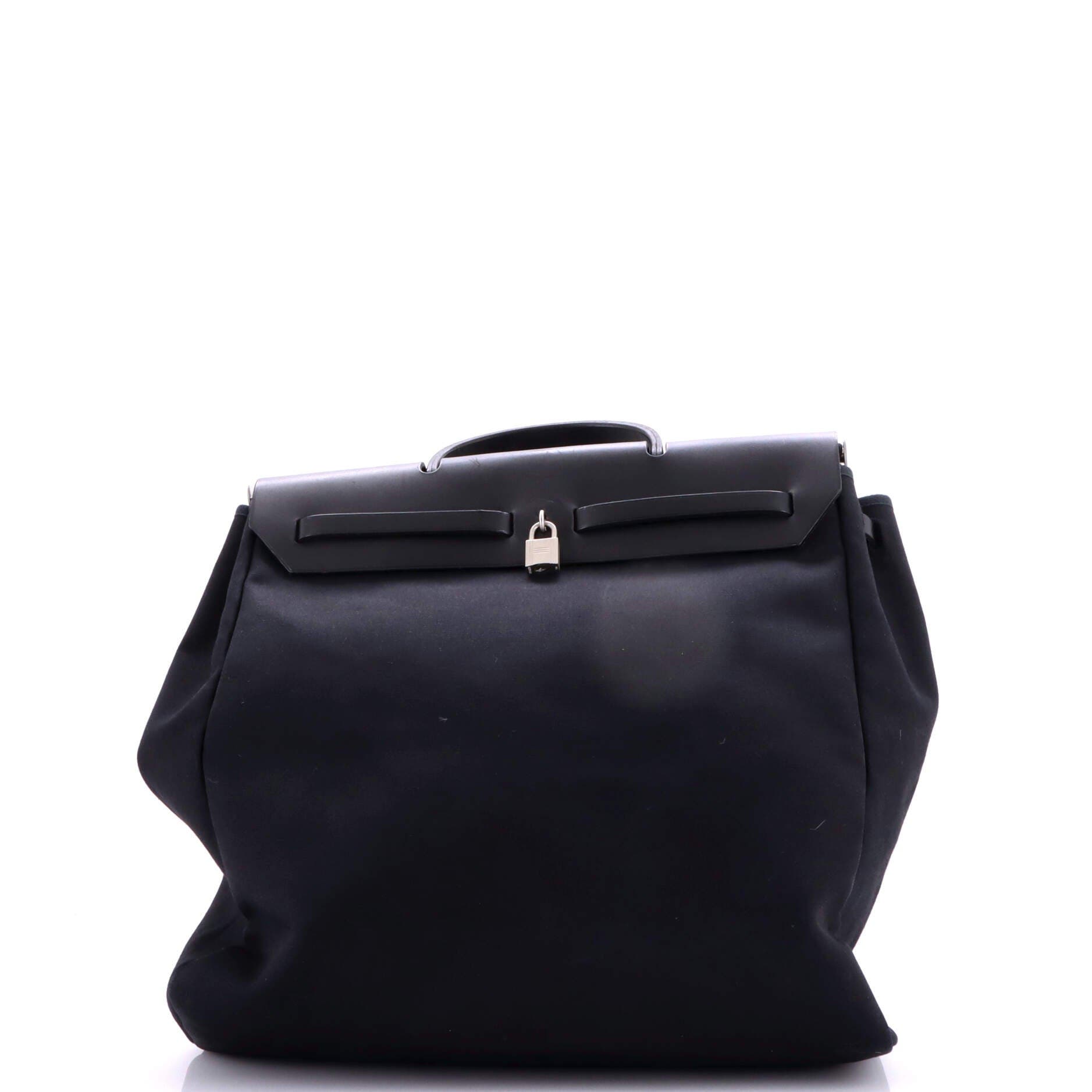 Pre-Owned Hermes Herbag Toile and Leather MM, Alternate, color, Noir