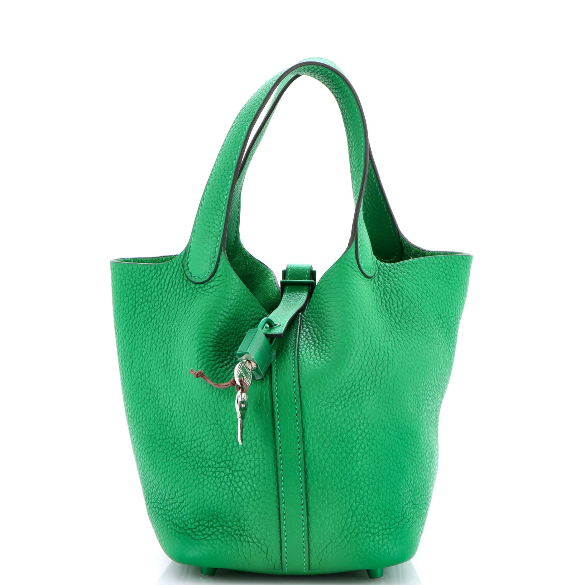 Pre-Owned Hermes Monochrome Picotin Lock Bag Clemence PM, Main, color, Green