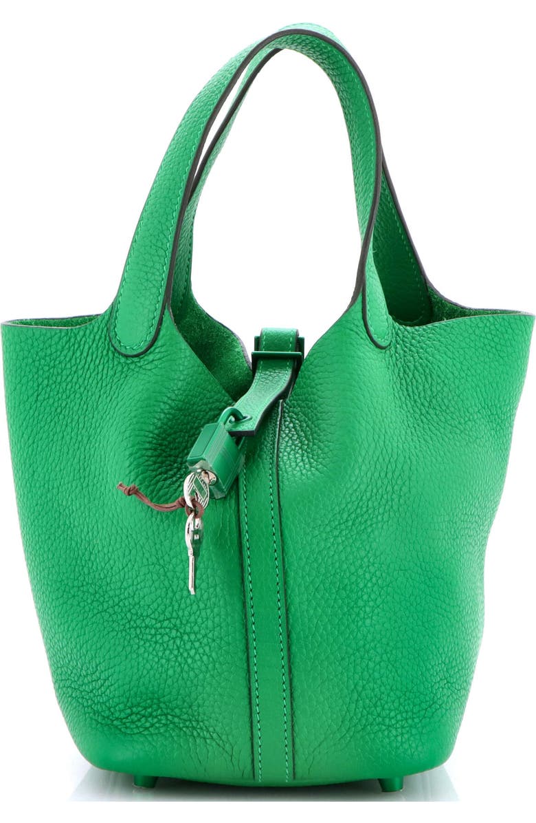 Pre-Owned Hermes Monochrome Picotin Lock Bag Clemence PM, Main, color, Green