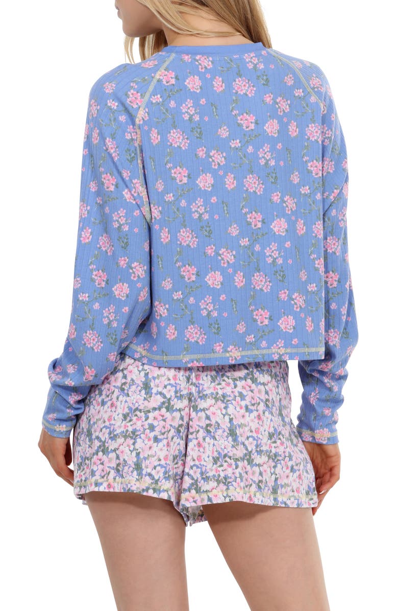 Honeydew Cuddle Crew Floral Rib Short Pajamas, Alternate, color, Orion Mix Floral