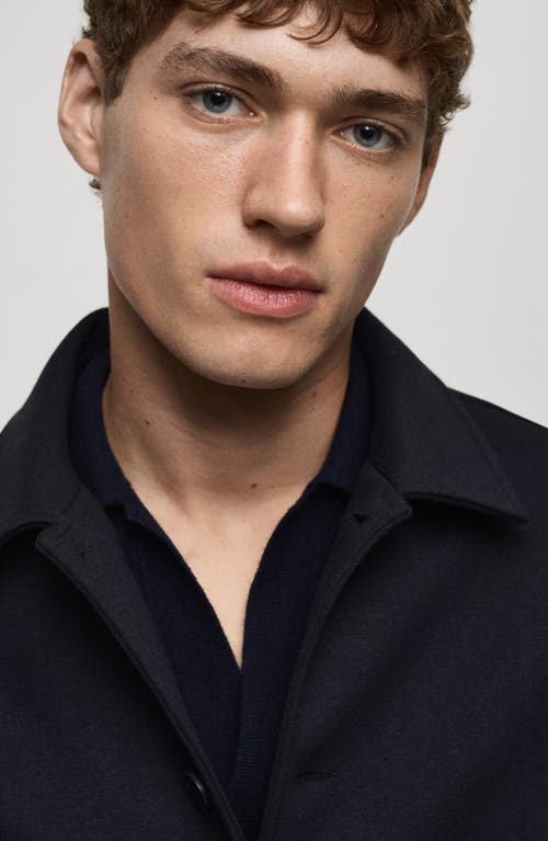 Mango Regular Fit Overshirt In Dark Navy