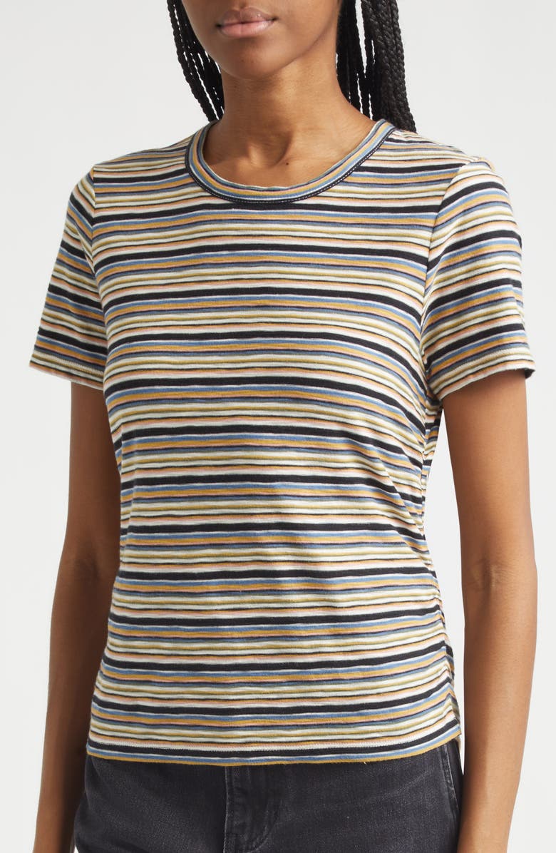 Veronica Beard Bouvet Stripe Cotton T-Shirt, Alternate, color, Variegated Multi Stripe