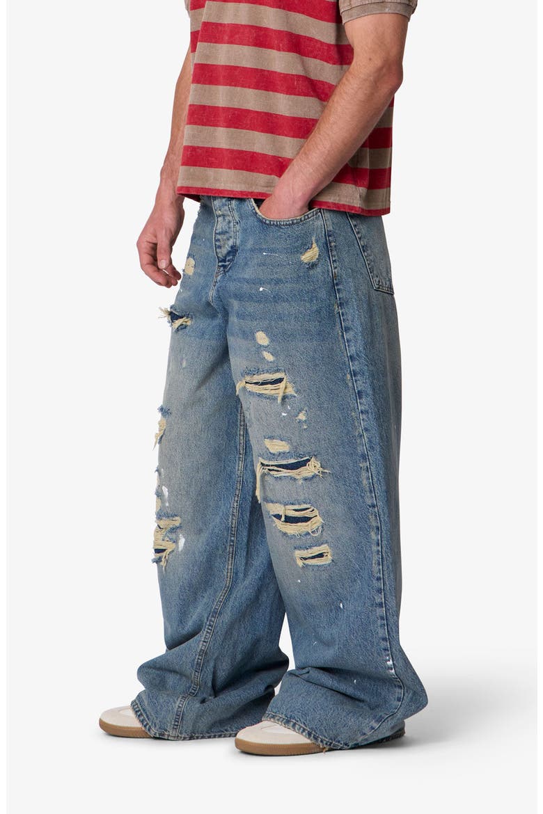 Repaired Rave Relaxed Fit Wide Leg Ripped Jeans, Alternate, color, BLUE