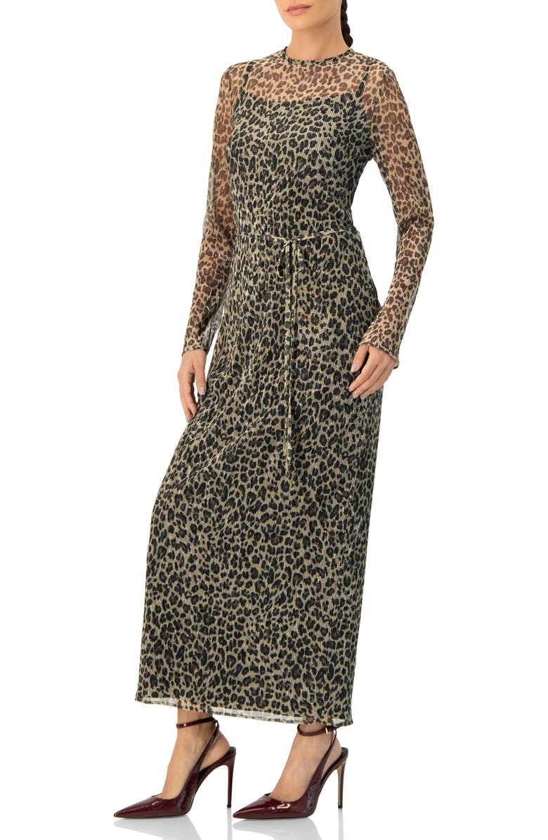 IVONNE Long See-Though Animal Print Dress, Alternate, color, Multicolor