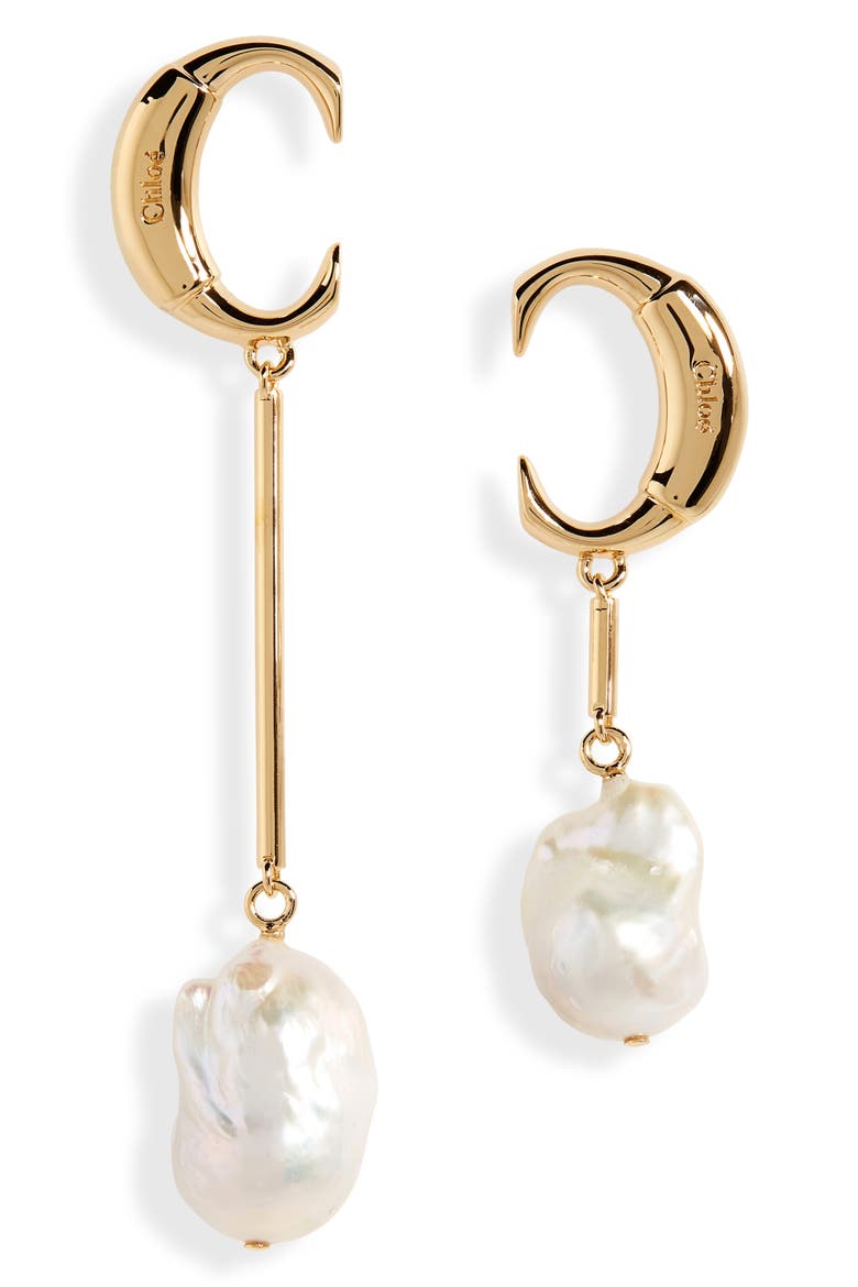 Darcey Freshwater Pearl Mismatched Drop Earrings, Main, color, PEARL