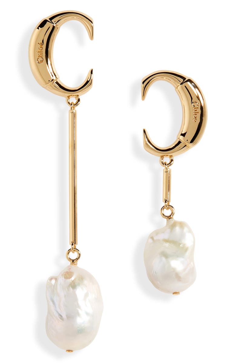 Chloé Darcey Freshwater Pearl Mismatched Drop Earrings, Main, color, 
