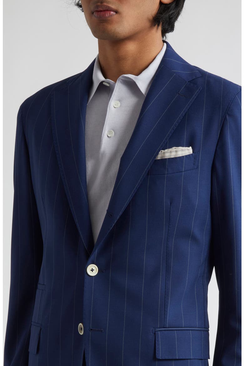 Pinstripe Stretch Wool Blend Suit, Alternate, color, BLUE