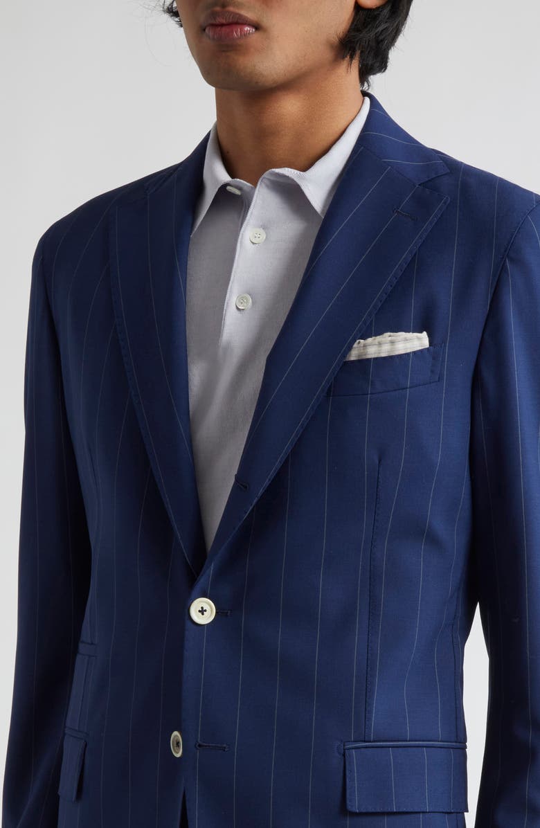 Eleventy Pinstripe Stretch Wool Blend Suit, Alternate, color, Blue