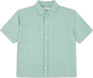abercrombie kids Kids' Boxy Fit Plaid Short Sleeve Cotton Button-Up Shirt