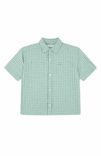 Kids' Boxy Fit Plaid Short Sleeve Cotton Button-Up Shirt