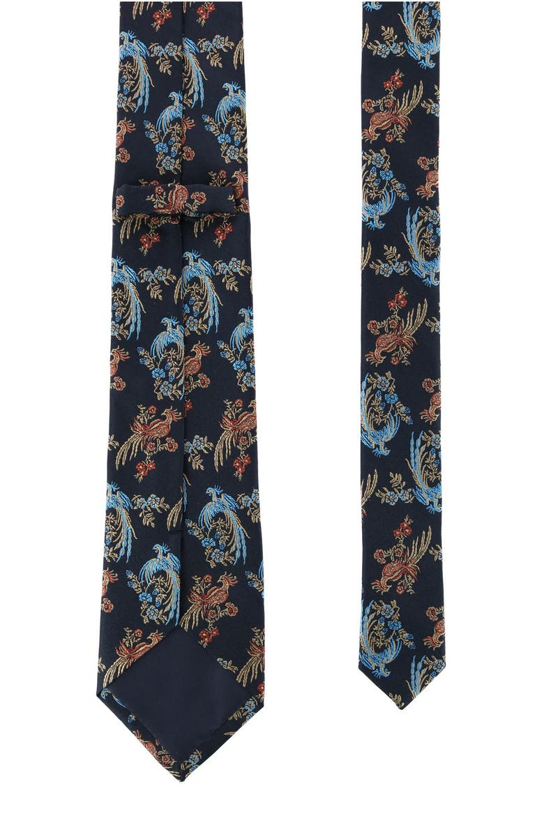Birds of Prosperity Silk Tie, Alternate, color, BLACK