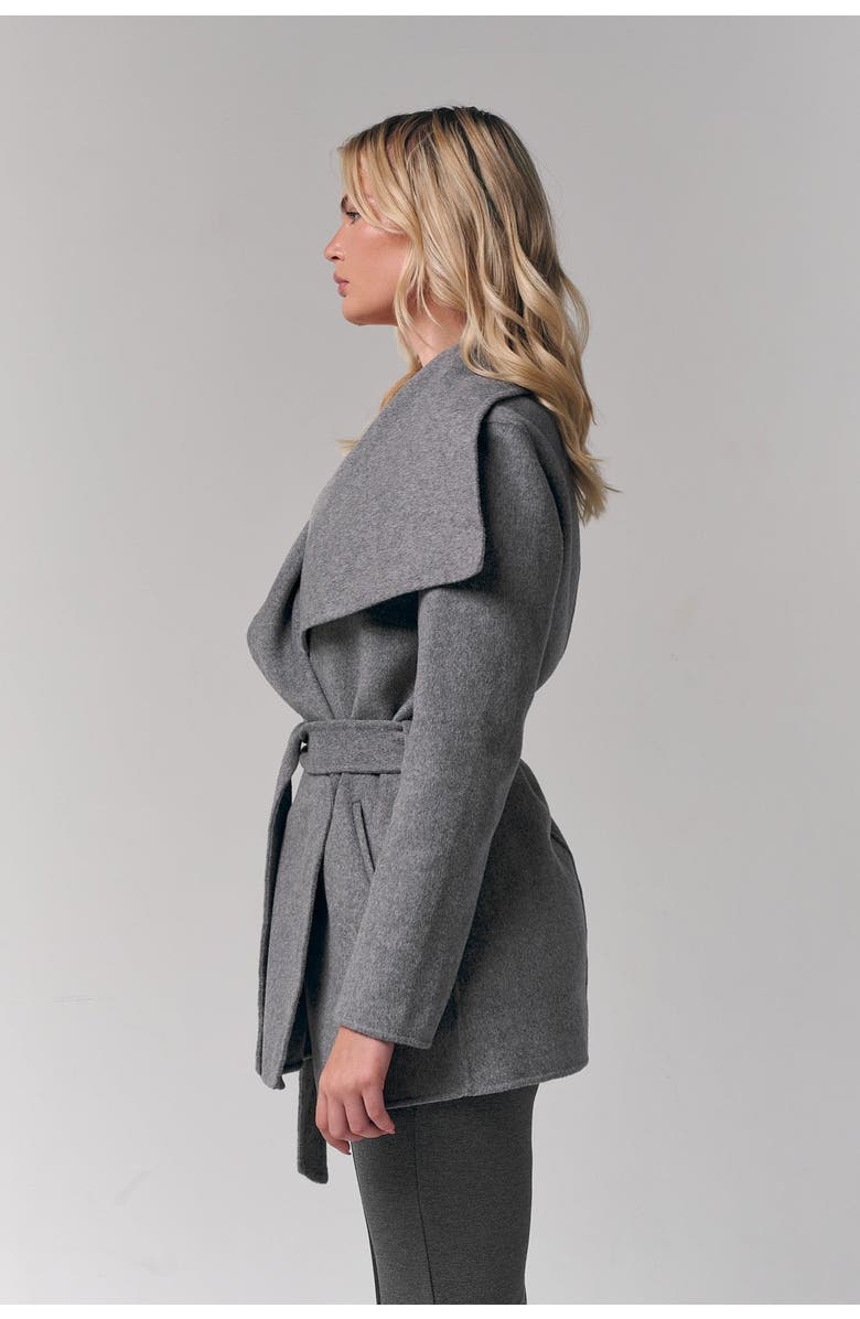 Le Fafo Draped Collar Short Wrap Coat, Alternate, color, Gray