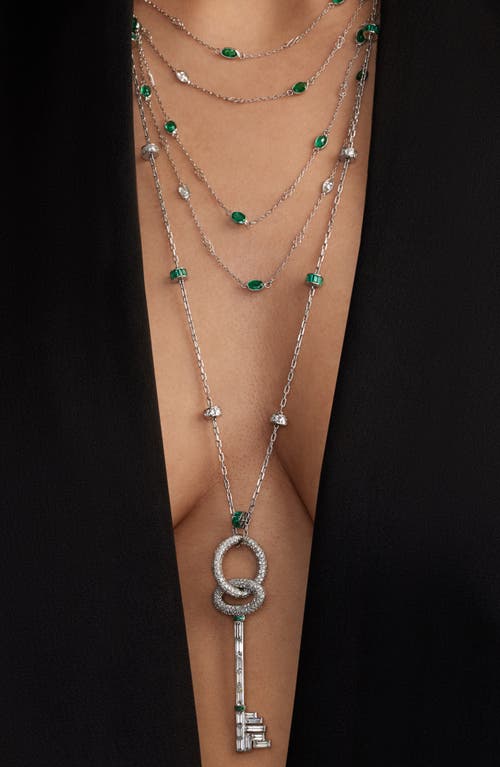 Mindi Mond Emerald & Diamond Gatsby Chain Necklace In Platinum