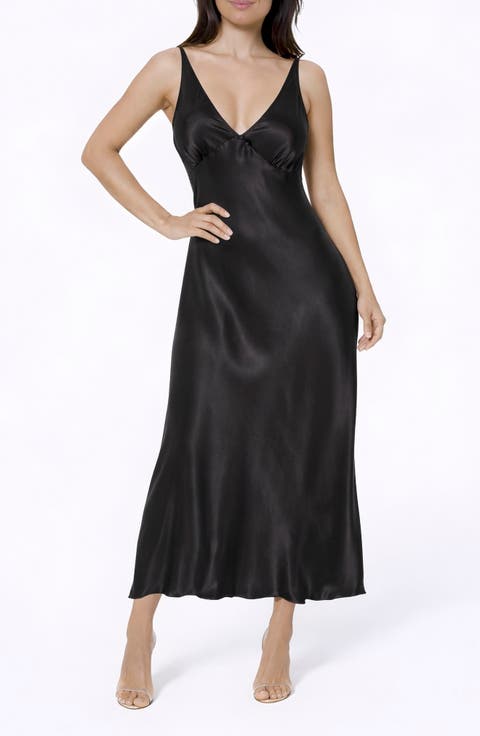 Crepe V-Neck Maxi Dress