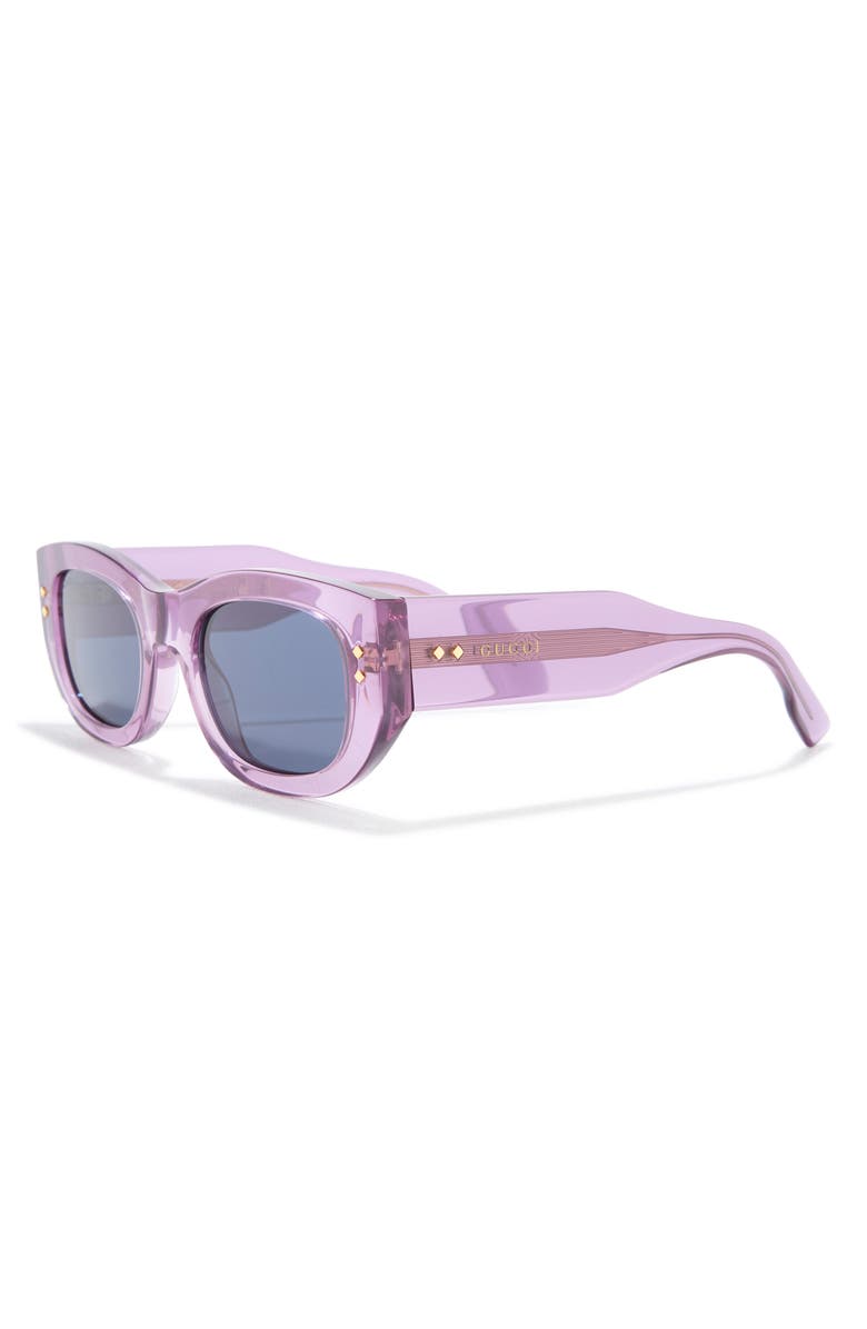 Gucci 51mm Rectangle Sunglasses, Alternate, color, Violet Violet Blue
