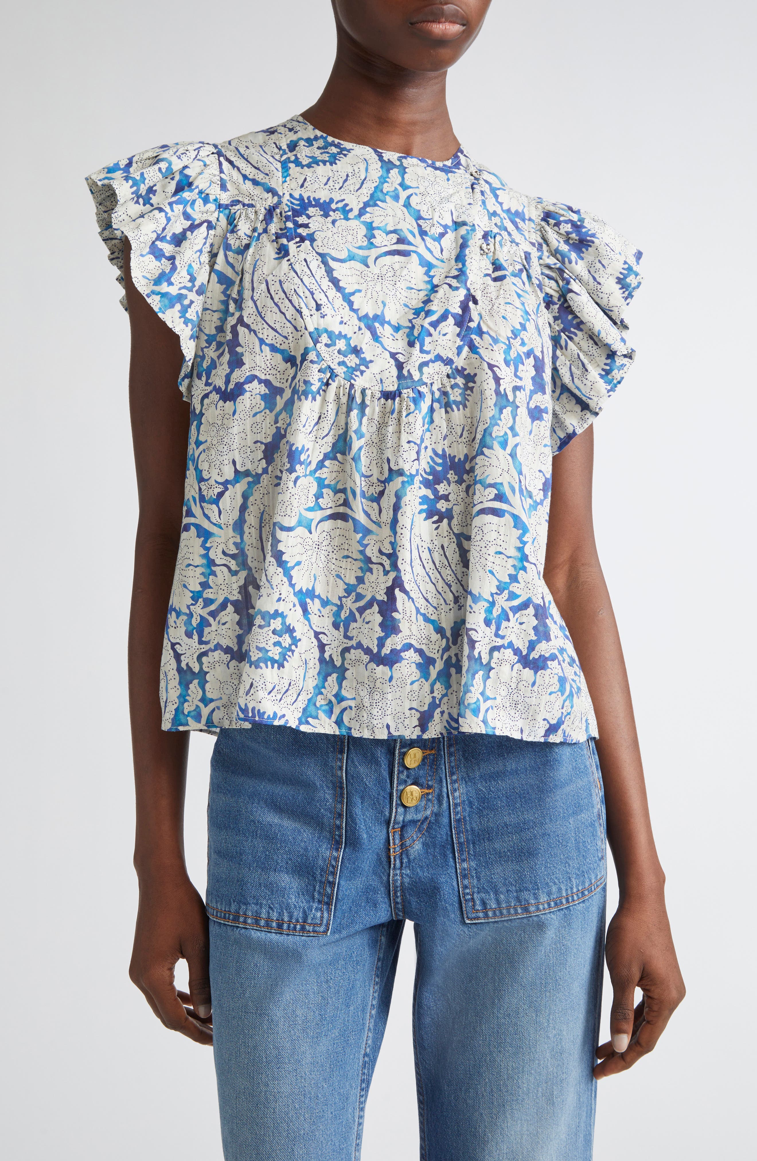 Ulla Johnson Sienna Flutter Sleeve Top