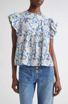 Ulla Johnson Sienna Flutter Sleeve Top