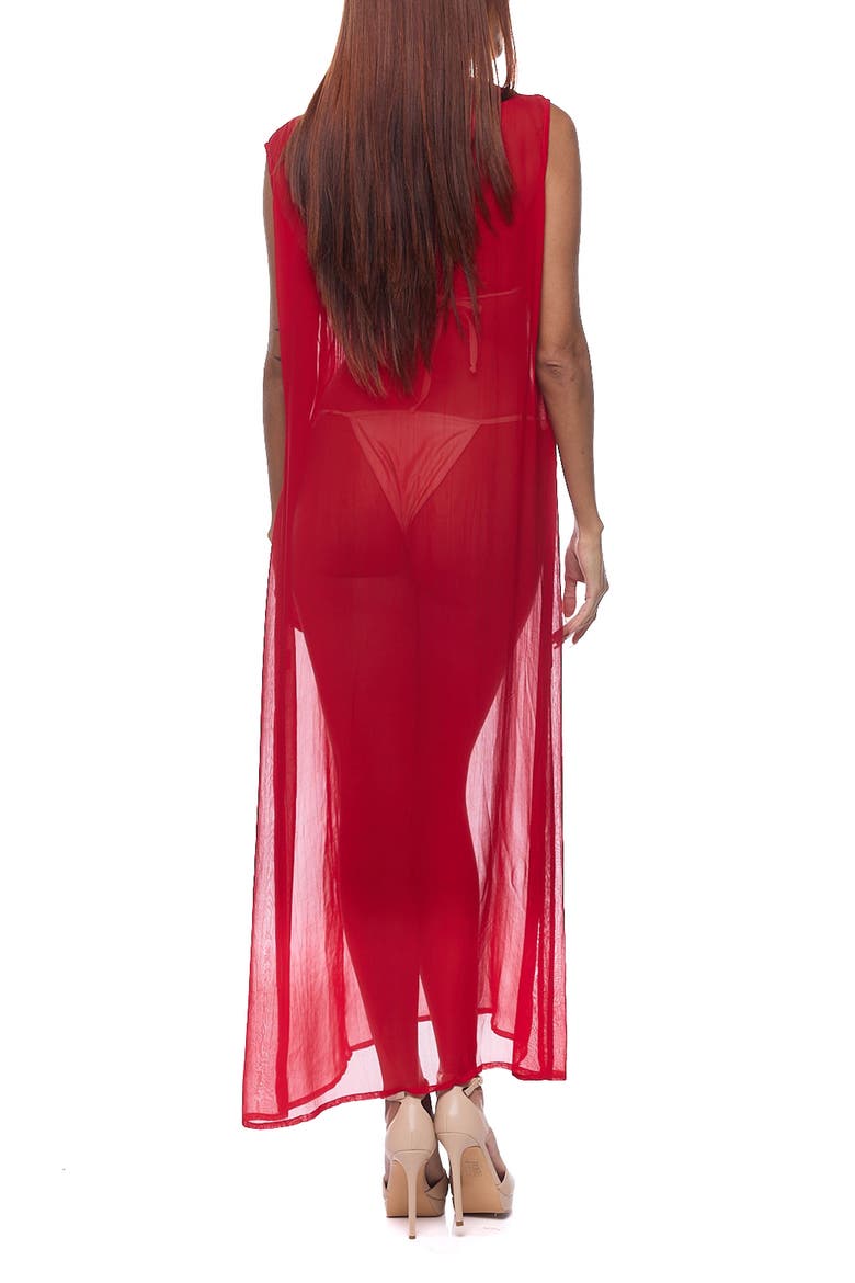 Embellished Sheer Cover-Up Dress, Alternate, color, RED