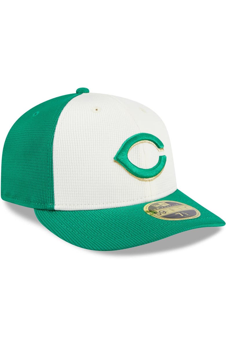New Era Men's New Era White/Green Cincinnati Reds 2024 St. Patrick's Day Low Profile 59FIFTY Fitted Hat, Alternate, color,