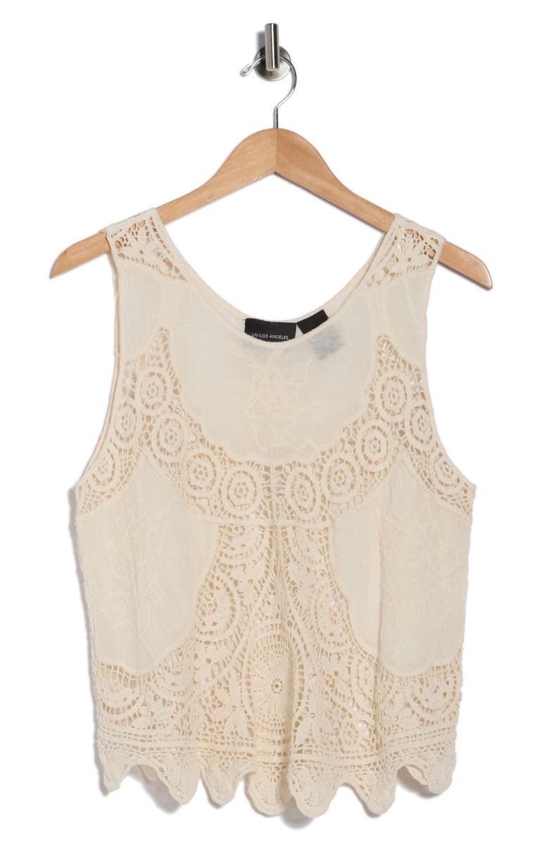 Forgotten Grace Mixed Media Scalloped Tank, Main, color,