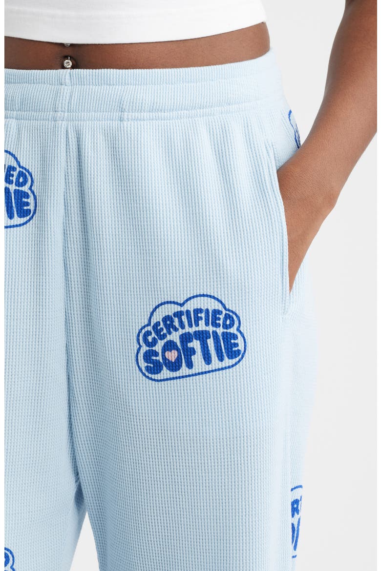 Certified Softie Waffle Knit Fleece Graphic Sweatpants, Alternate, color, BLUE