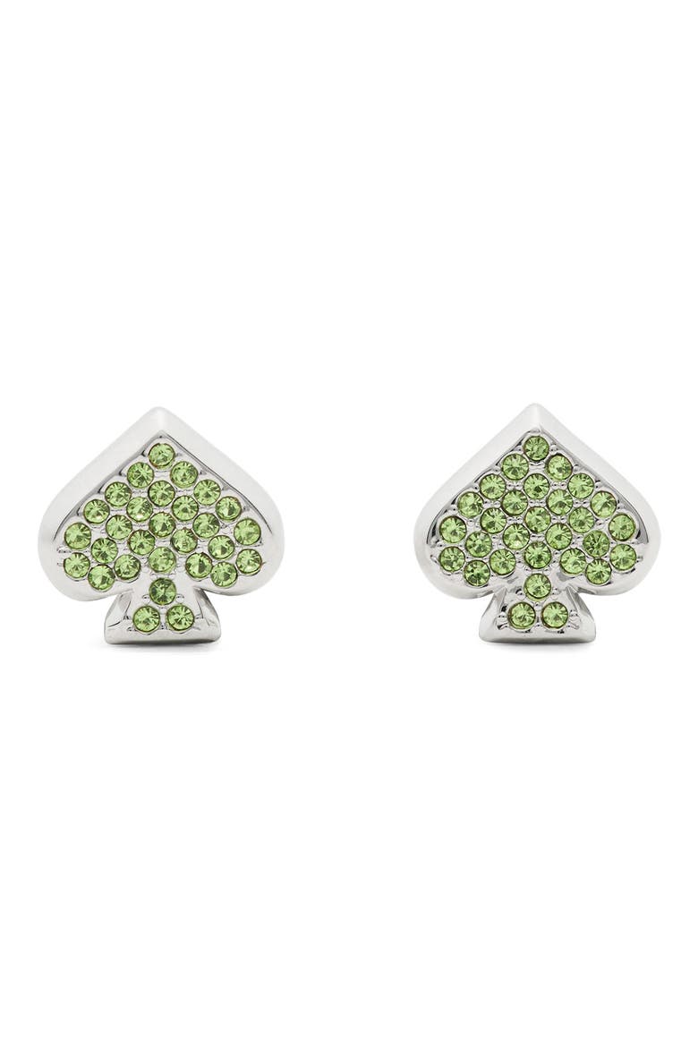 pavé stud earrings, Main, color, GREEN/ SILVER
