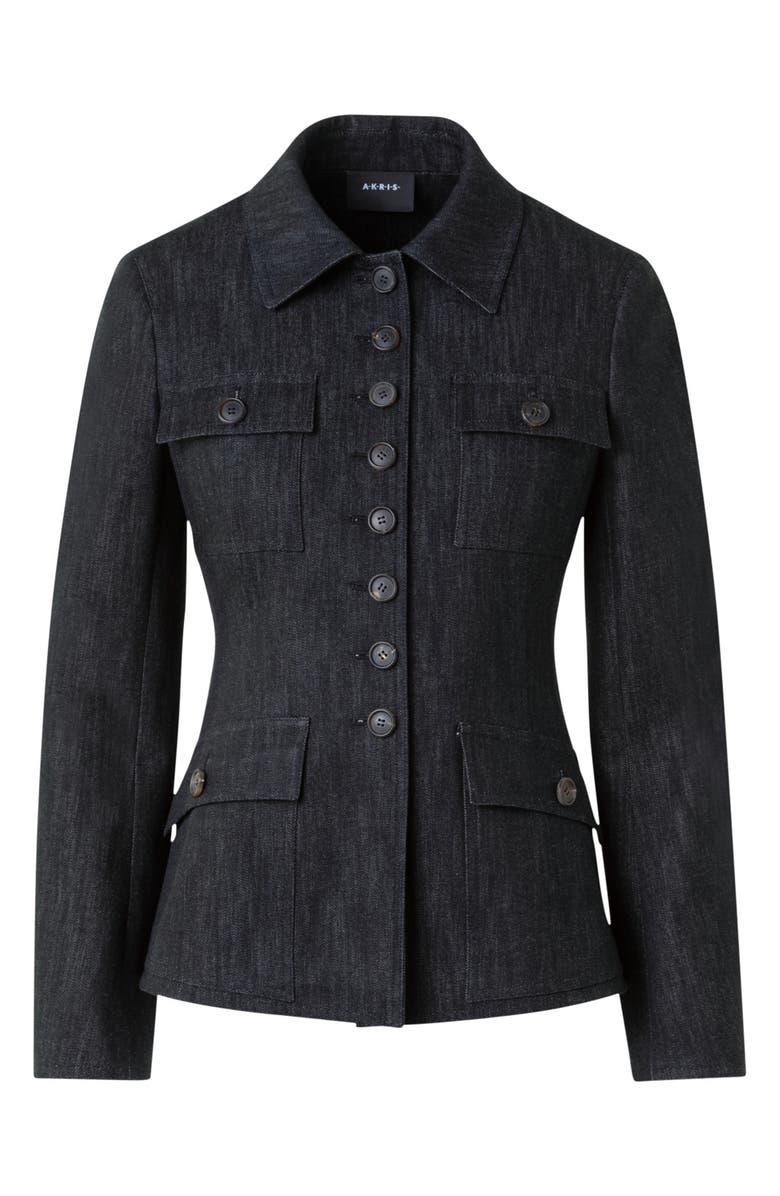 Akris Denim Shirt Jacket, Alternate, color, Black Denim