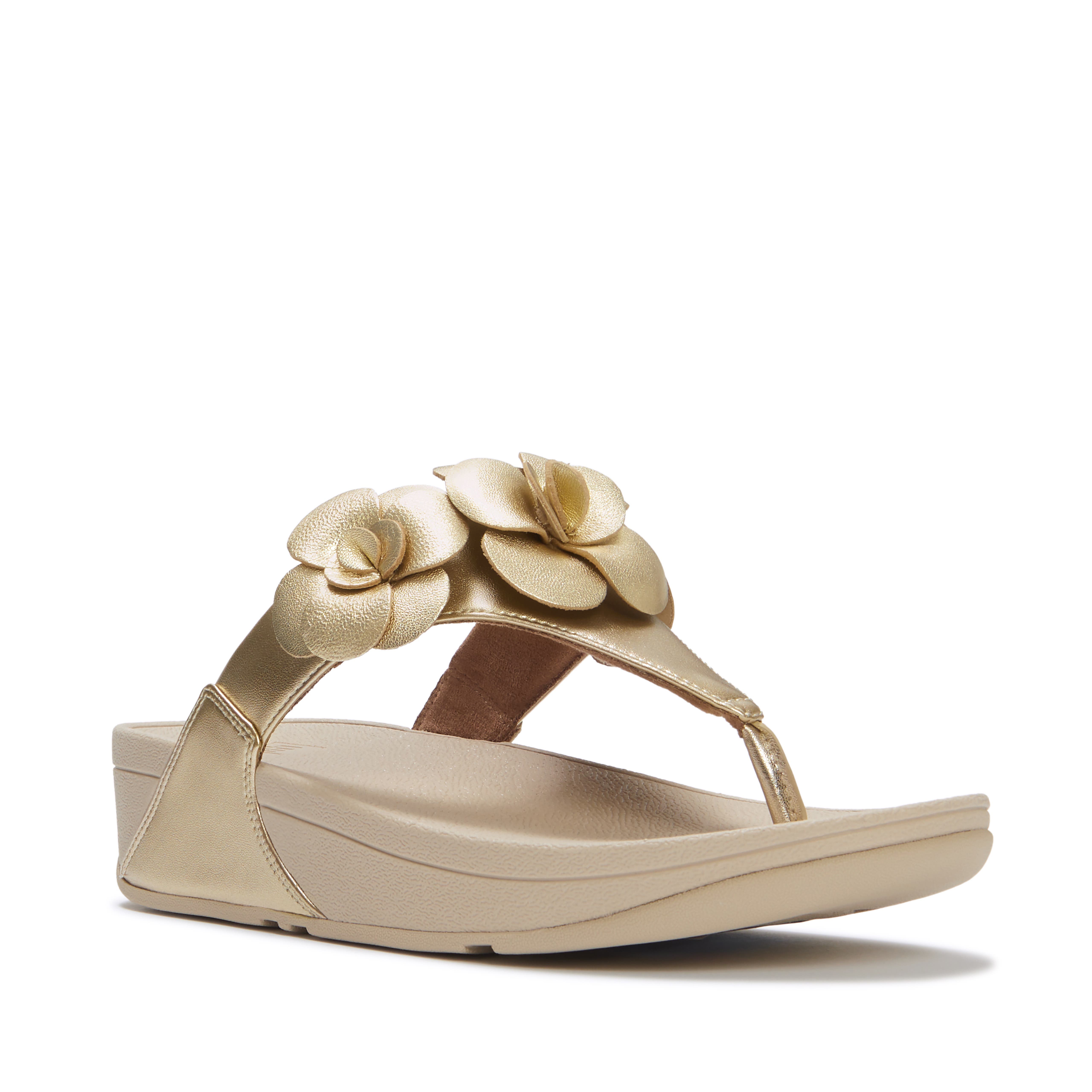 Lulu Flower Toe-Post Sandals, Main, color, Platino