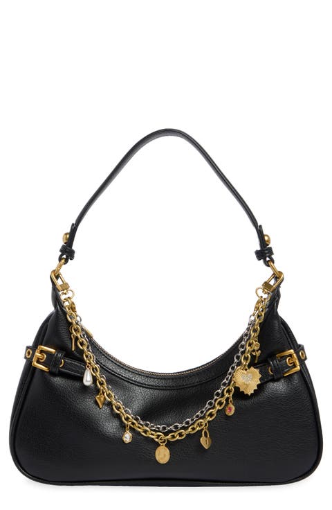 Textured Chain Faux Leather Shoulder Bag