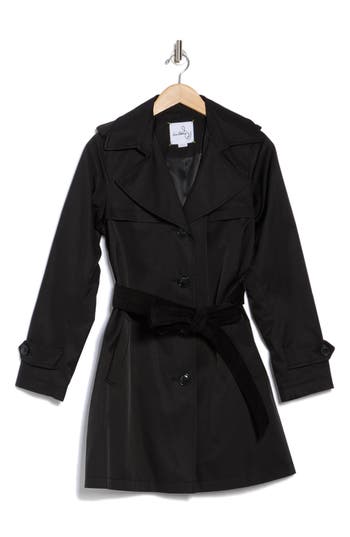 Sam Edelman Rain Cotton Blend Belted Trench Coat In Black