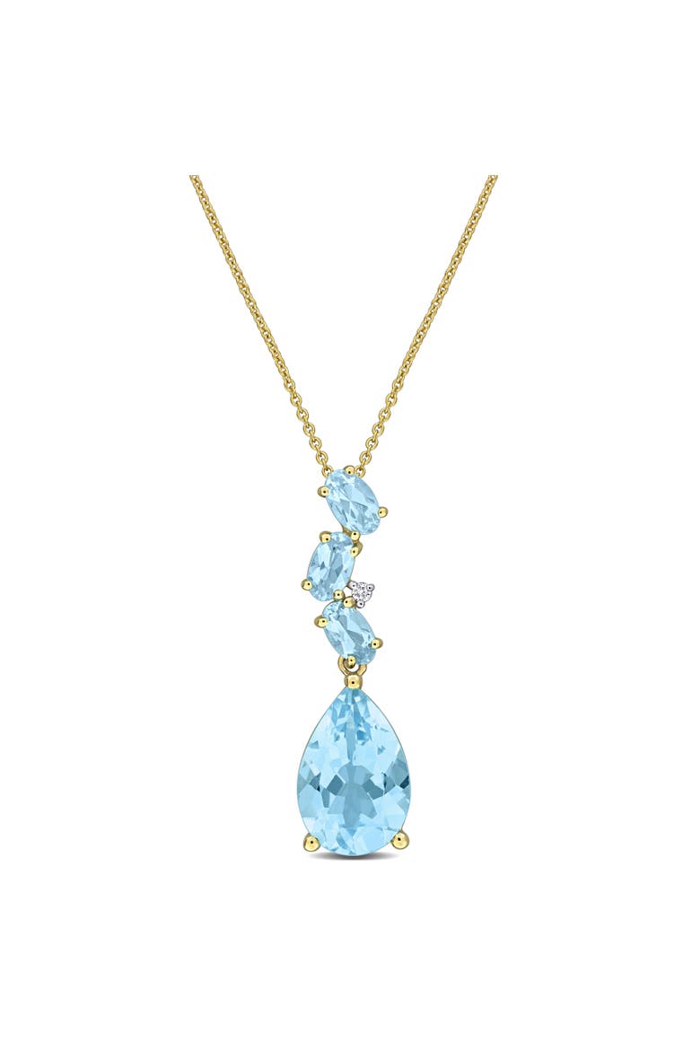 Gemstone & Diamond Drop Necklace 10K, Main, color, Blue Topaz