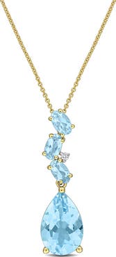 Julianna B. Gemstone & Diamond Drop Necklace 10K