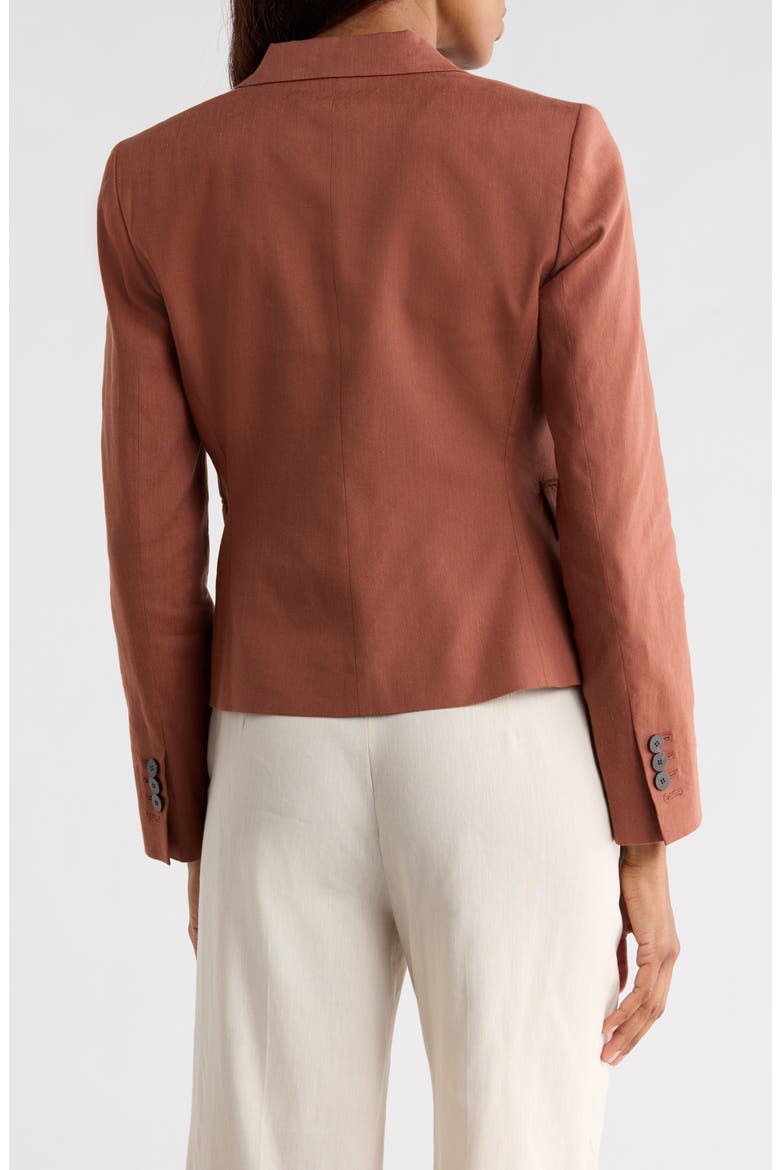 Shrunken Stretch Linen Blend Blazer, Alternate, color, TERRACOTTA