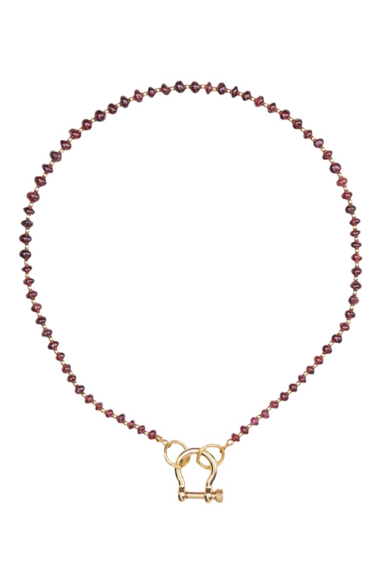 SHOP SPICY DAN Ruby Red Garnet Gold Plated Necklace, Main, color, Red