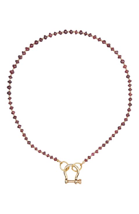 Ruby Red Garnet Gold Plated Necklace