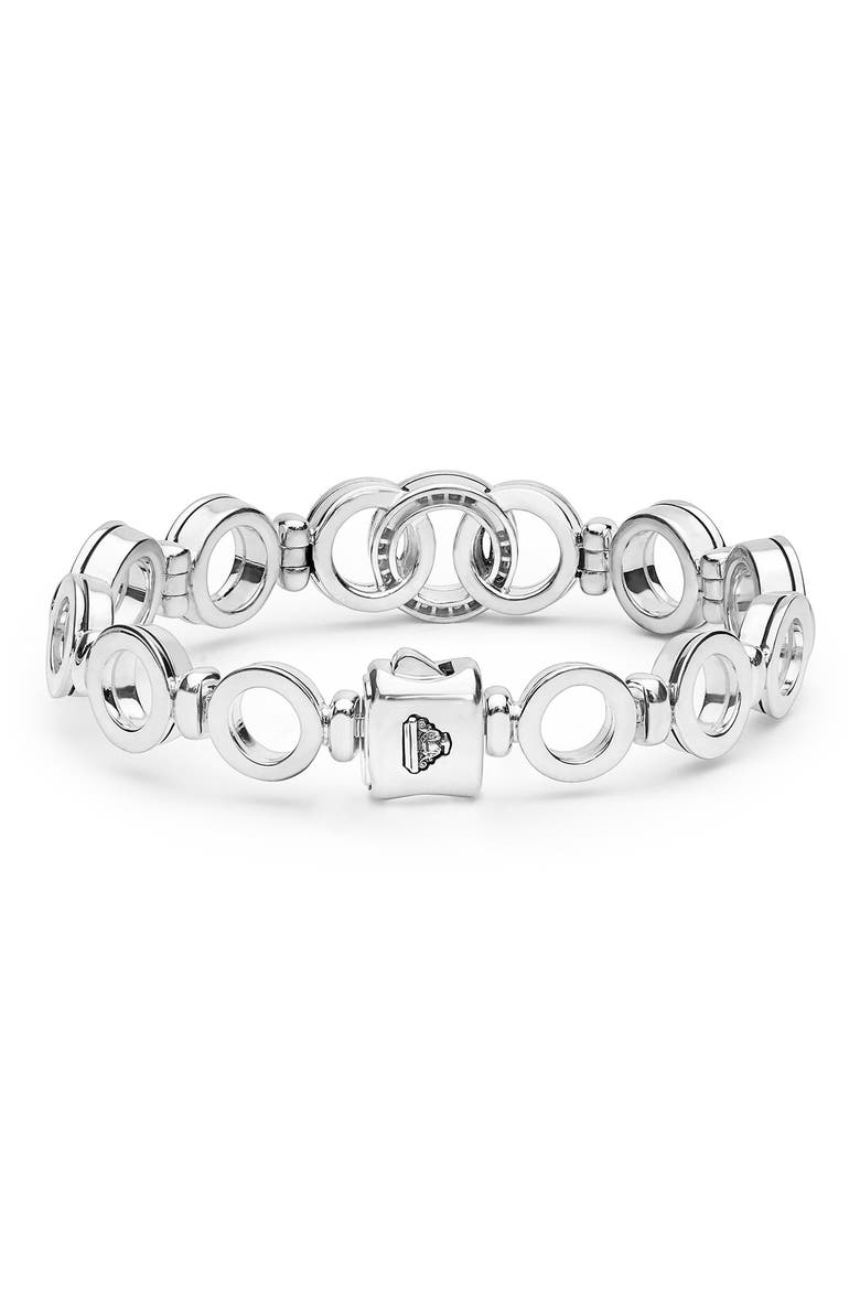 Signature Caviar Interlocking Diamond Link Bracelet, Alternate, color, SILVER
