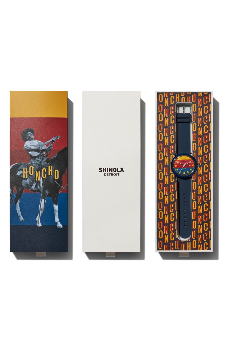Shinola Detrola The Honcho Silicone Strap Watch, 43mm, Alternate, color, 