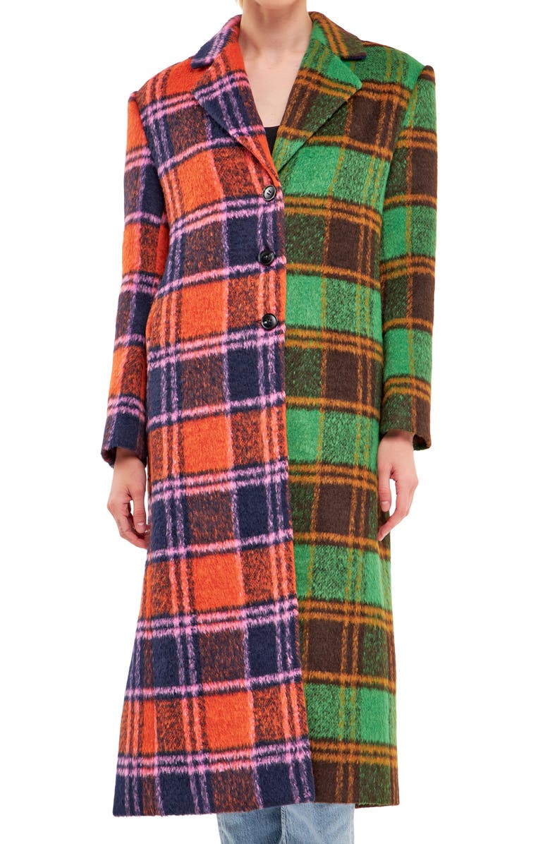 English Factory Colorblock Plaid Trench Coat, Alternate, color,