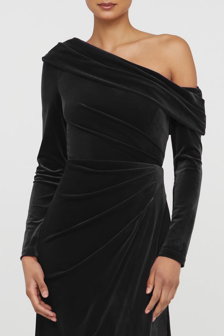 Katniss One Shoulder Gown, Alternate, color, Black